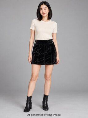 Free People Black Velvet Mini Skirt 27 Retro Goth Whimsigoth Minimalist